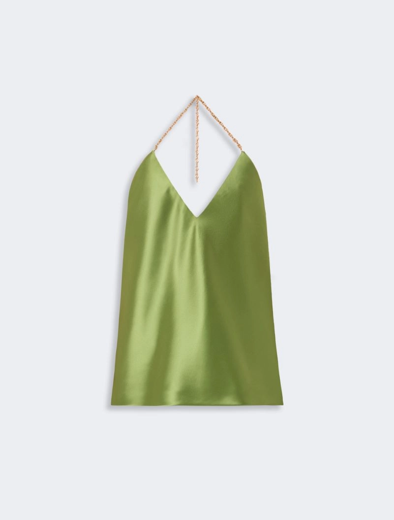 Straight-fit shiny satin top - PASTEL GREEN - Sportmax - 6