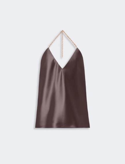 Straight-fit shiny satin top - CHOCOLATE - Sportmax - 6