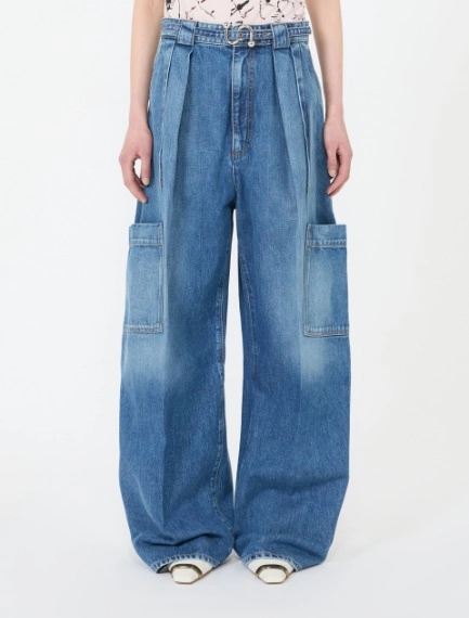 Oversized denim cargo trousers - MIDNIGHTBLUE - Sportmax - 2