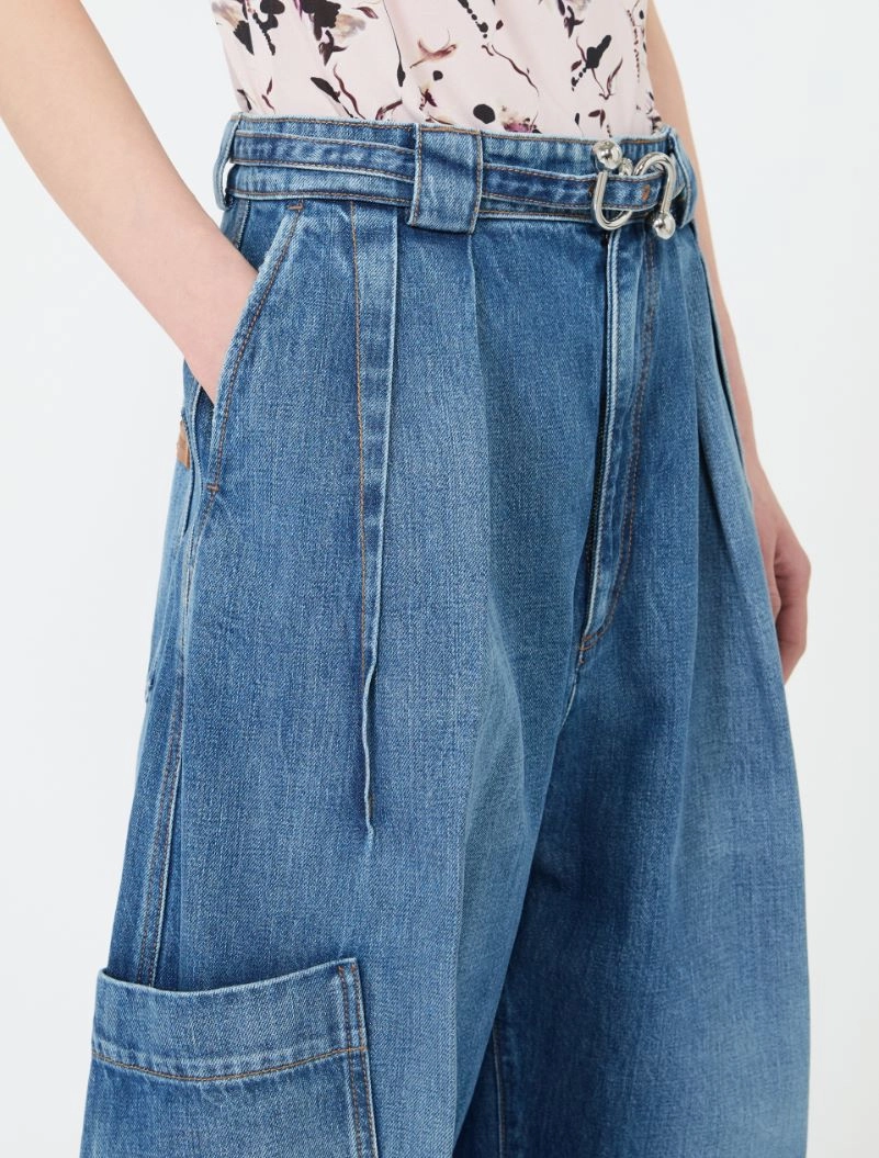 Oversized denim cargo trousers - MIDNIGHTBLUE - Sportmax - 4