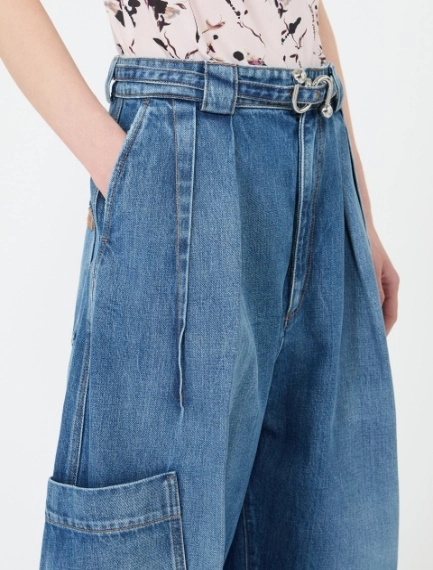 Oversized denim cargo trousers - MIDNIGHTBLUE - Sportmax - 4