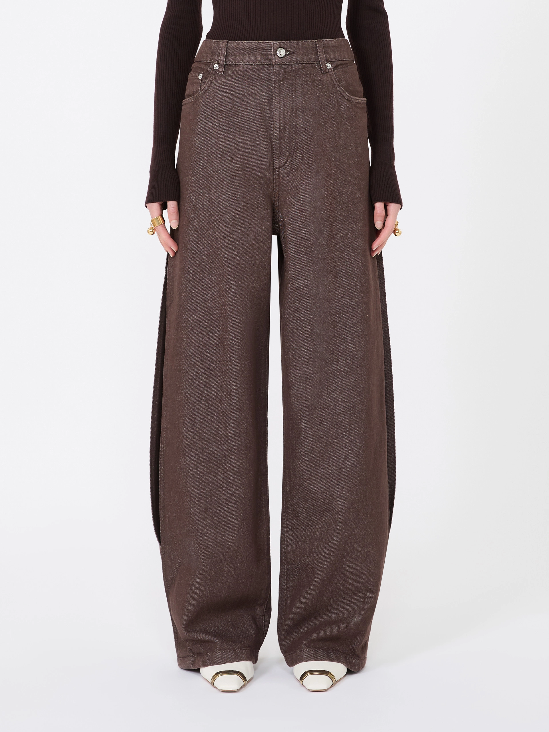 Wide, cotton jeans - DARK BROWN - Sportmax - 2