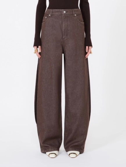 Wide, cotton jeans - DARK BROWN - Sportmax - 2