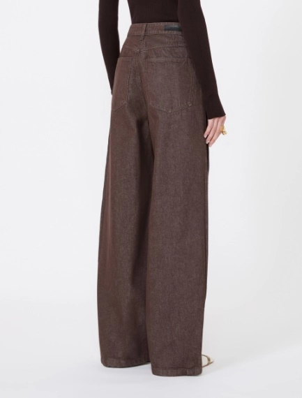 Wide, cotton jeans - DARK BROWN - Sportmax - 3