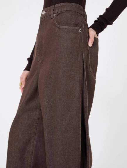 Wide, cotton jeans - DARK BROWN - Sportmax - 4