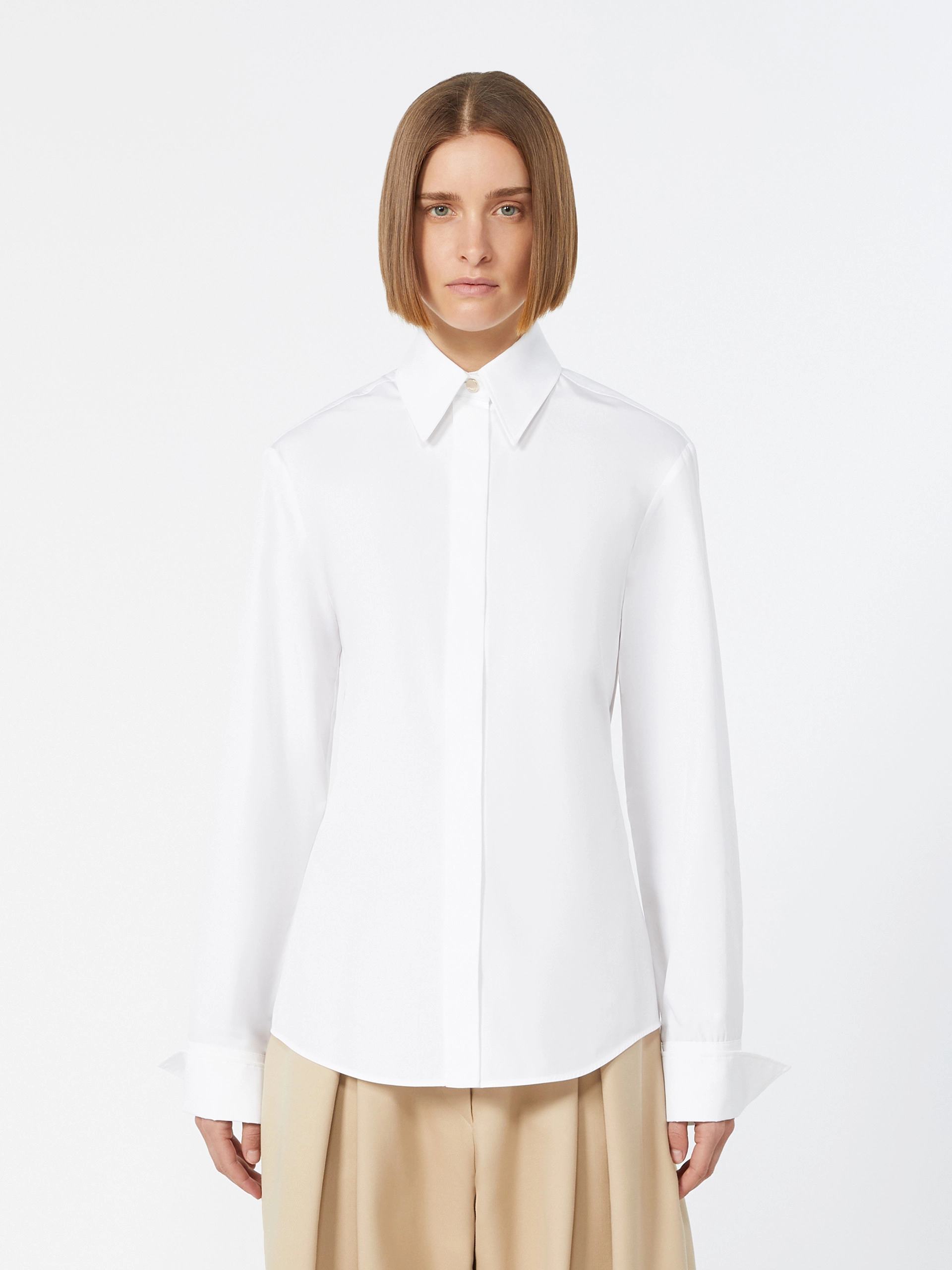 Poplin fitted-waist shirt - OPTICAL WHITE - Sportmax - 2