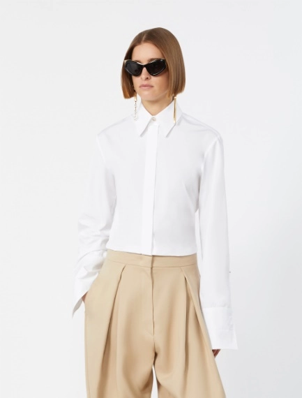 Poplin fitted-waist shirt - OPTICAL WHITE - Sportmax - 4