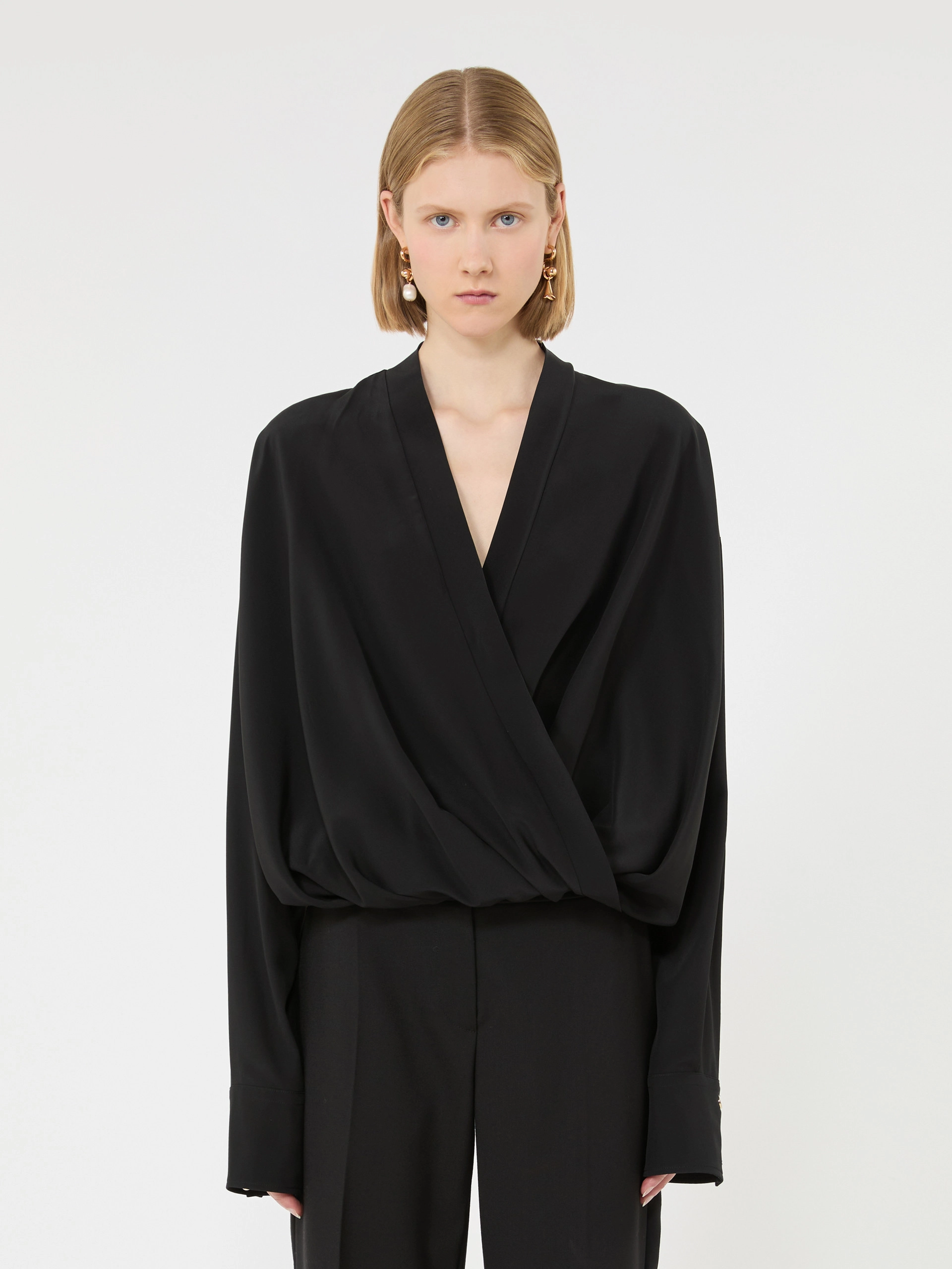 Loose-fit pure silk shirt - BLACK - Sportmax - 2