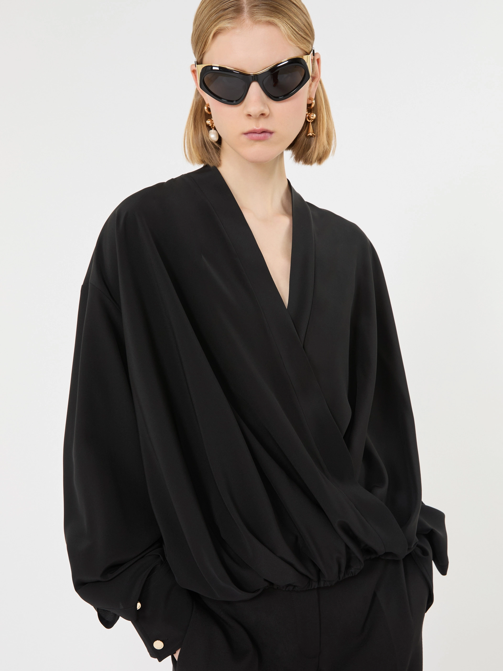 Loose-fit pure silk shirt - BLACK - Sportmax - 4