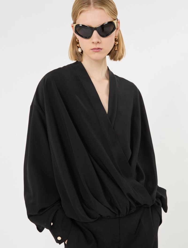 Loose-fit pure silk shirt - BLACK - Sportmax - 4