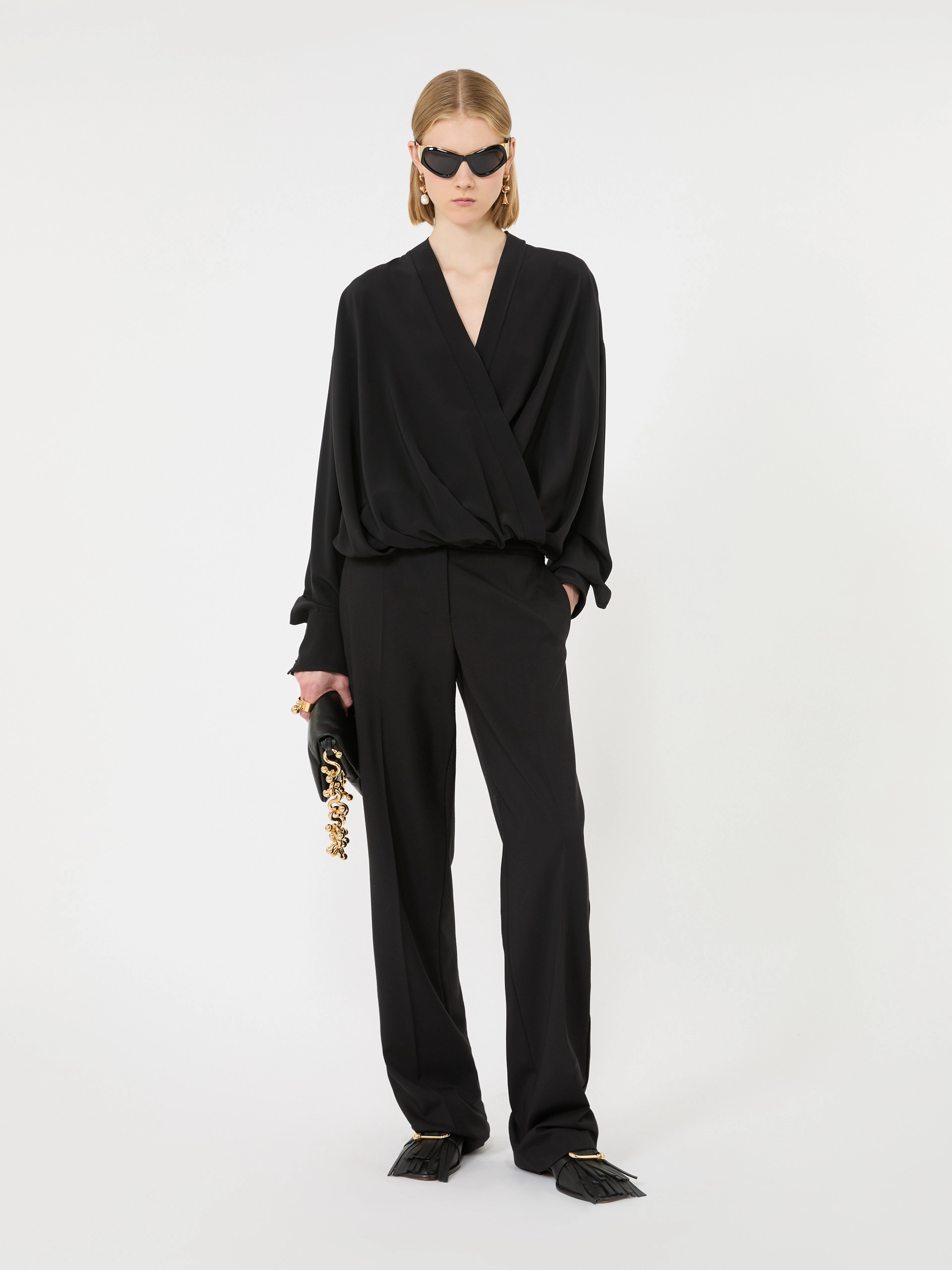 Loose-fit pure silk shirt - BLACK - Sportmax