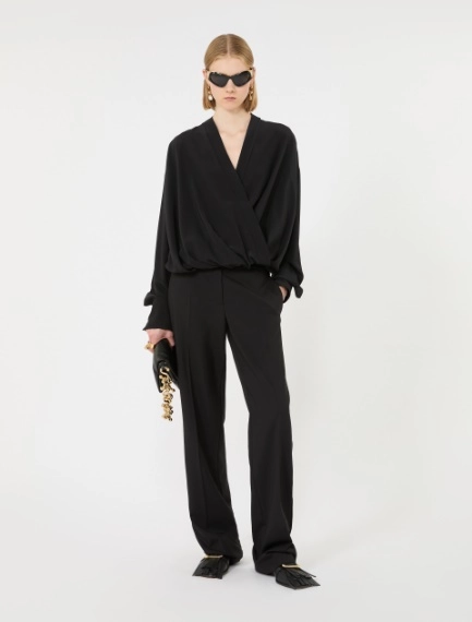 Loose-fit pure silk shirt - BLACK - Sportmax - 1