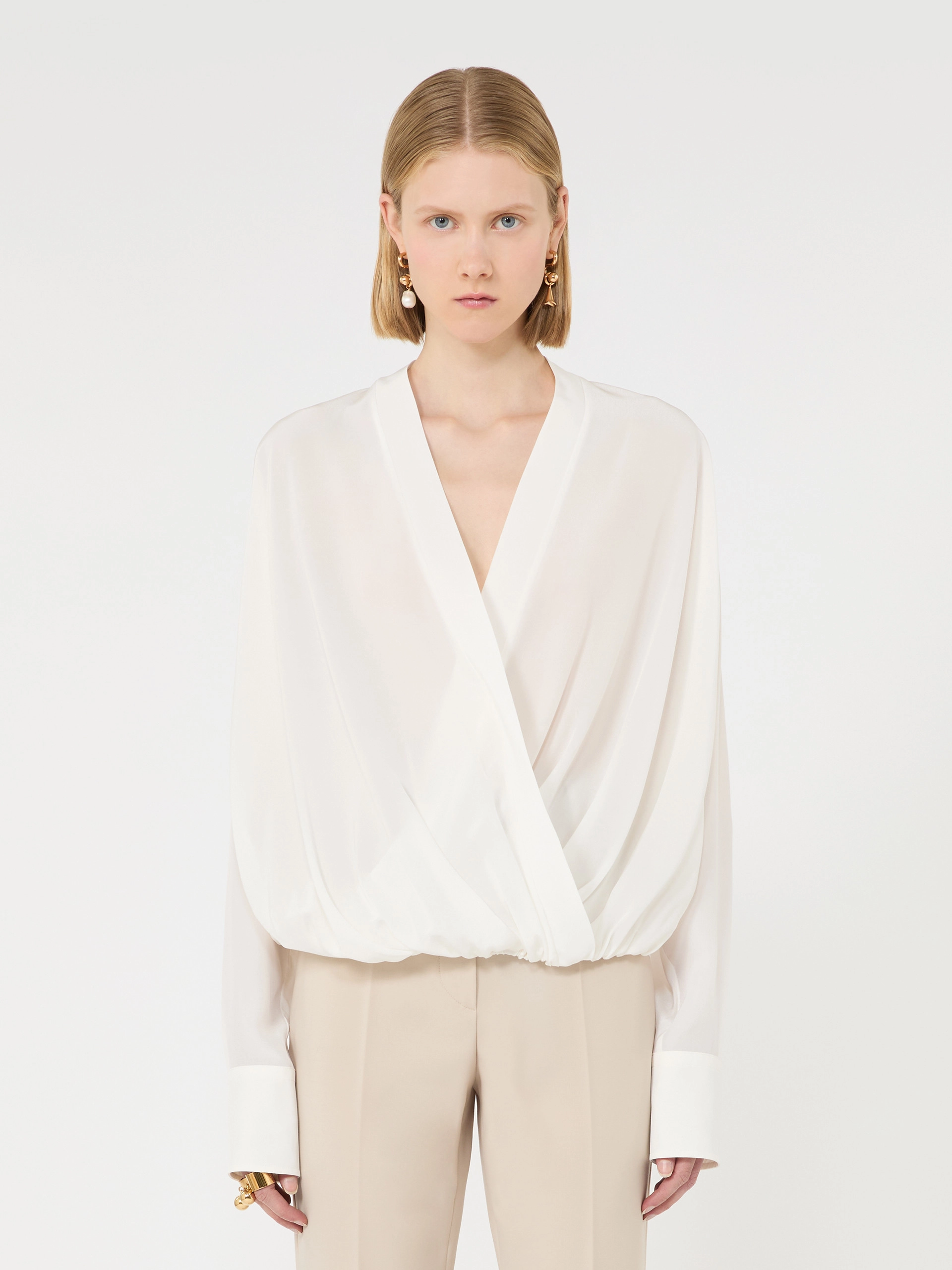 Loose-fit pure silk shirt - WHITE - Sportmax - 2