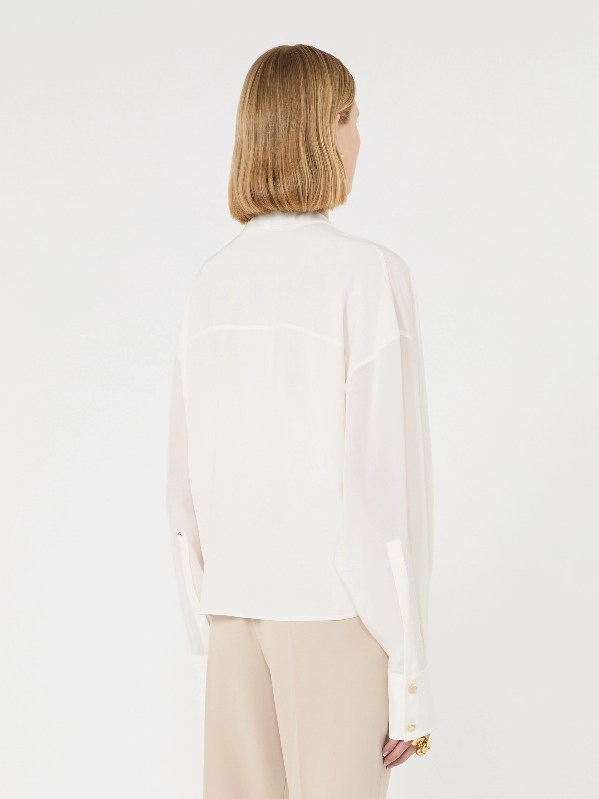 Loose-fit pure silk shirt - WHITE - Sportmax - 3
