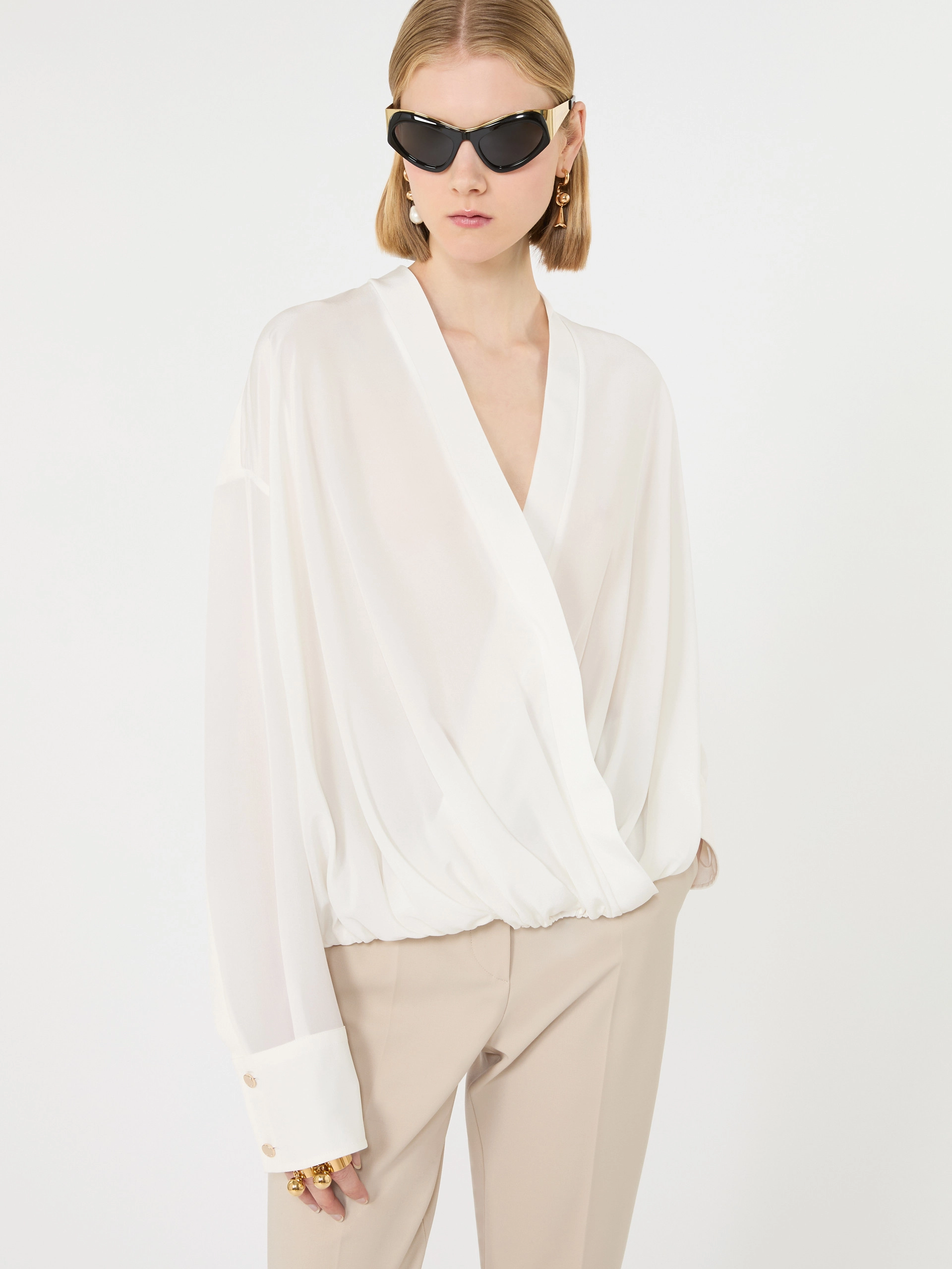 Loose-fit pure silk shirt - WHITE - Sportmax - 4