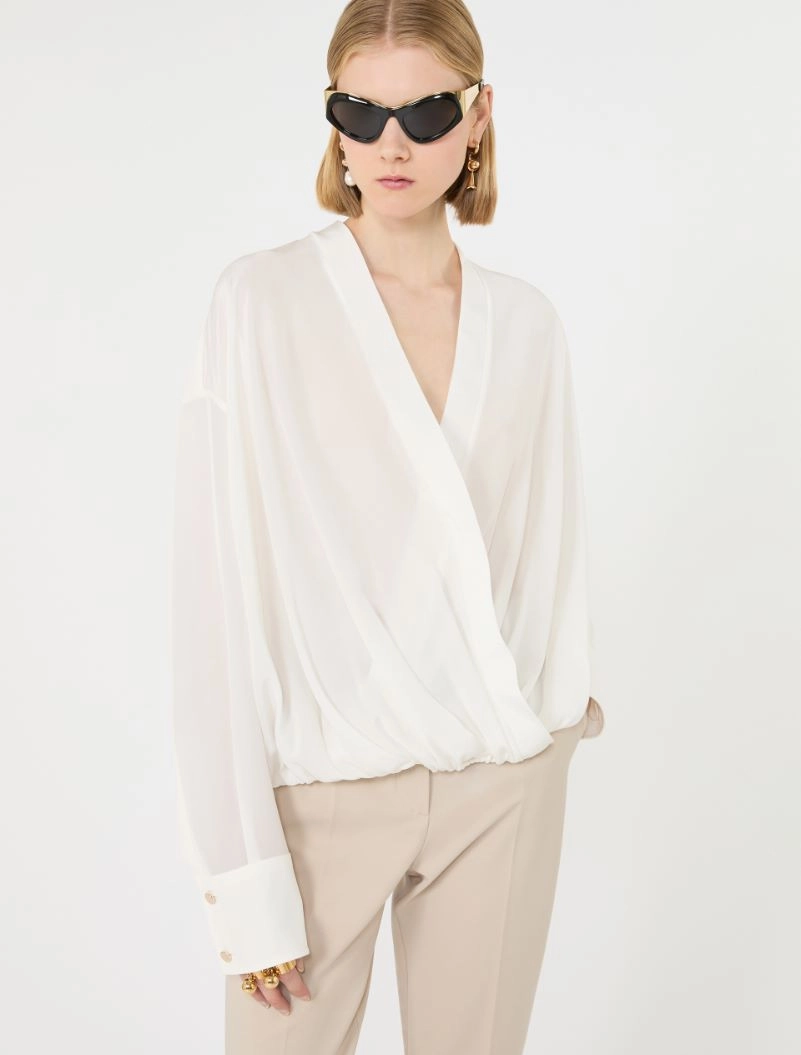 Loose-fit pure silk shirt - WHITE - Sportmax - 4
