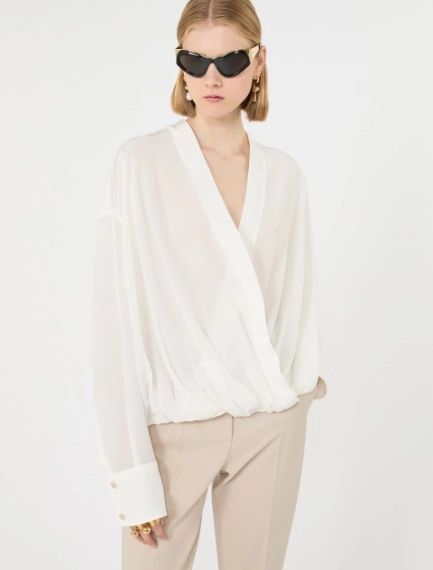 Loose-fit pure silk shirt - WHITE - Sportmax - 4