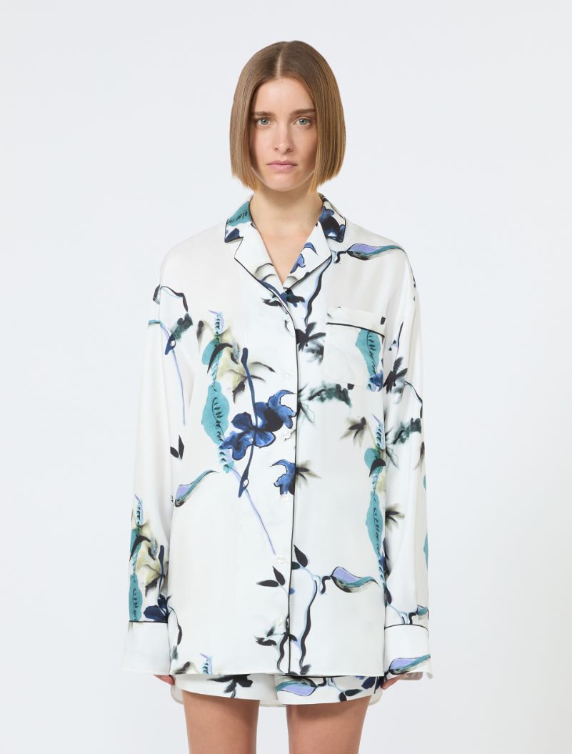 Long printed silk shirt - WHITE - Sportmax - 2