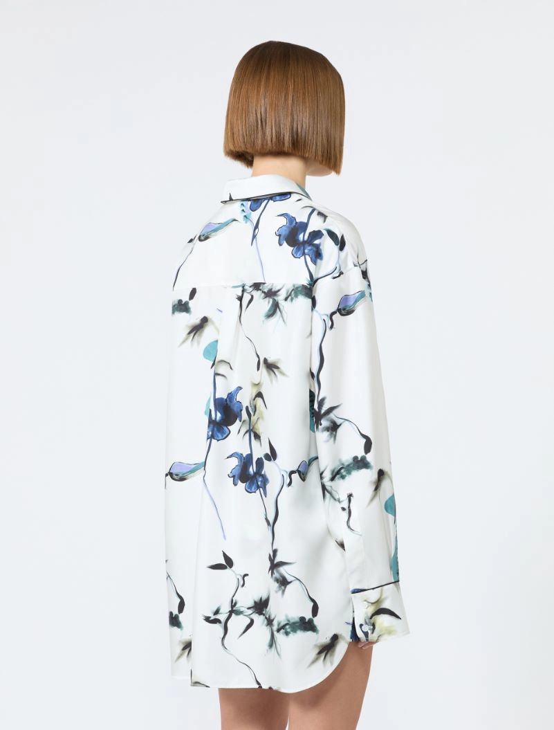 Long printed silk shirt - WHITE - Sportmax - 3