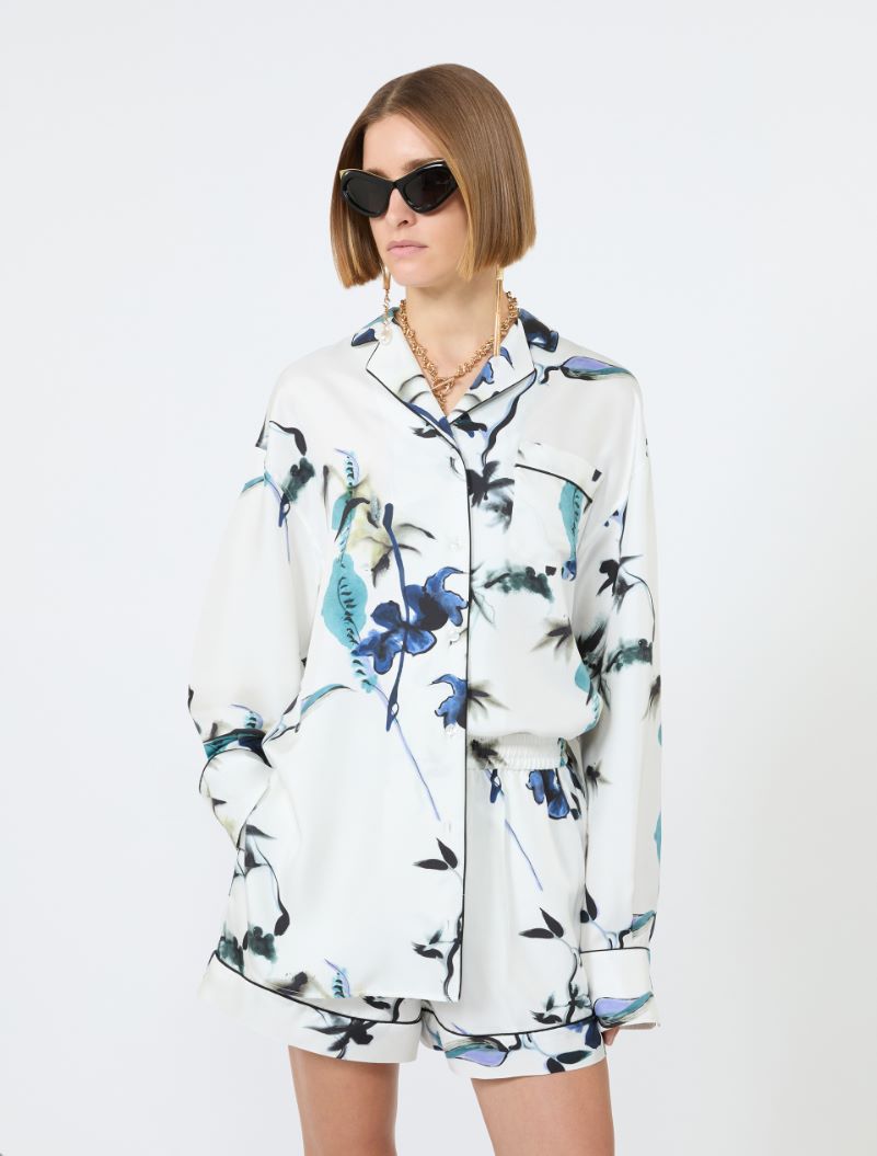 Long printed silk shirt - WHITE - Sportmax - 4