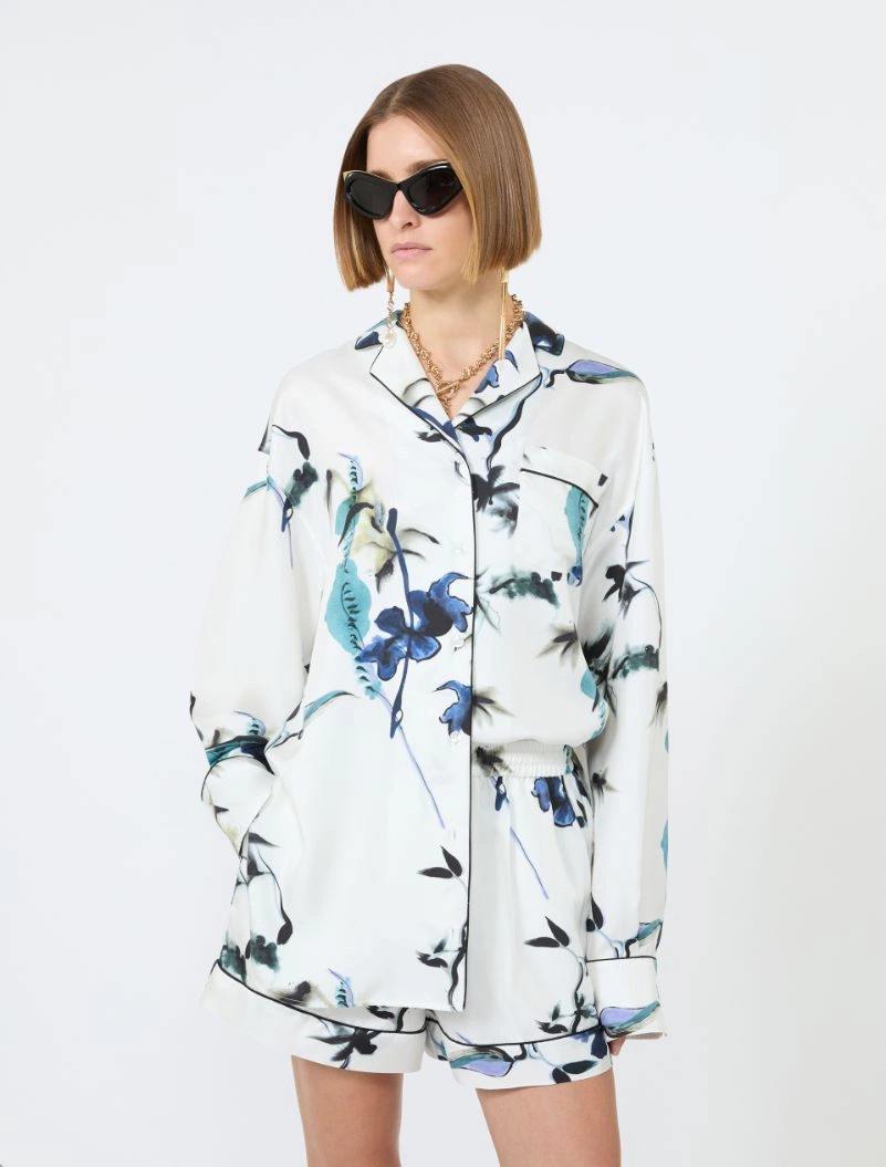Long printed silk shirt - WHITE - Sportmax - 4