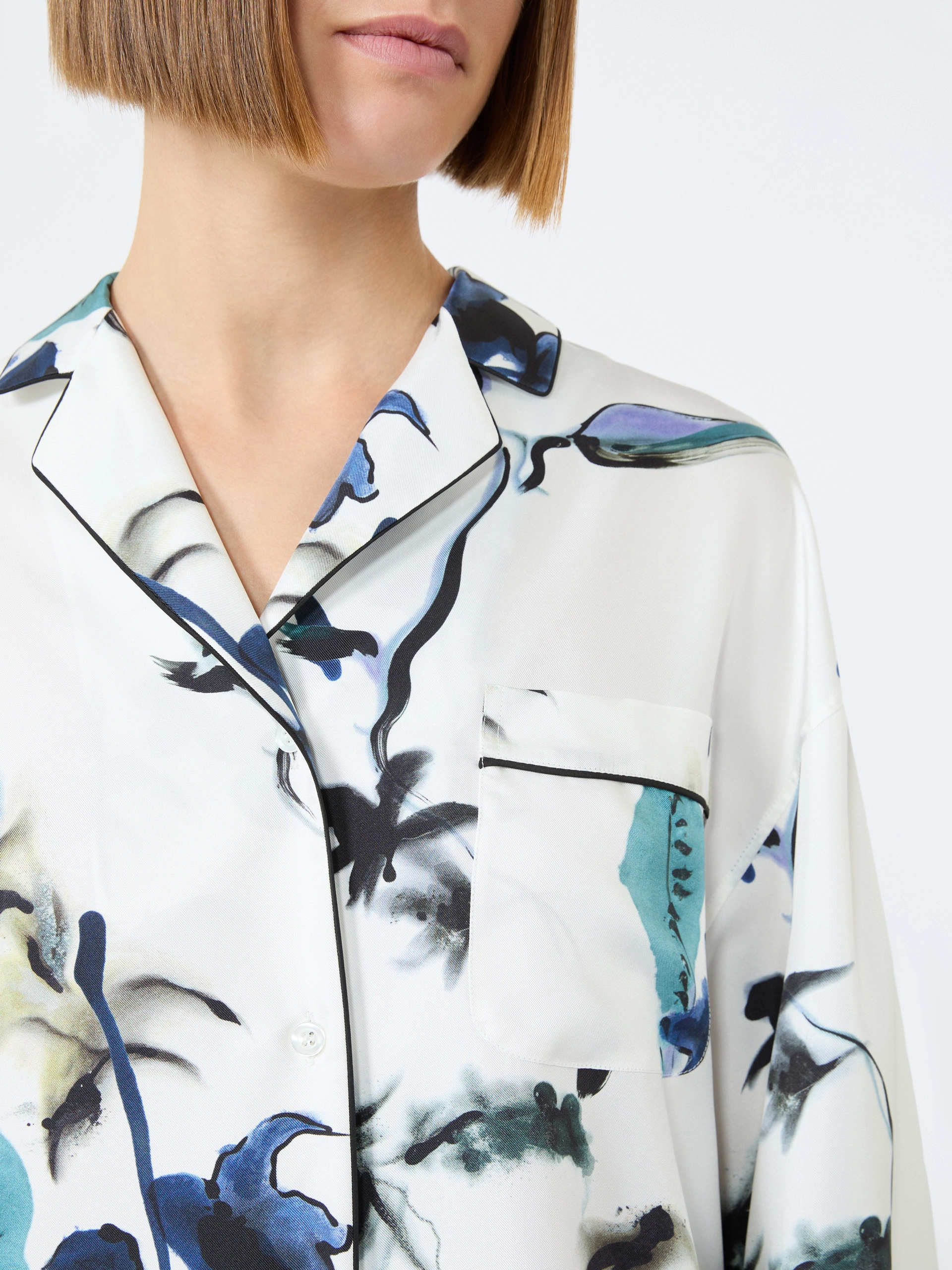Long printed silk shirt - WHITE - Sportmax - 5