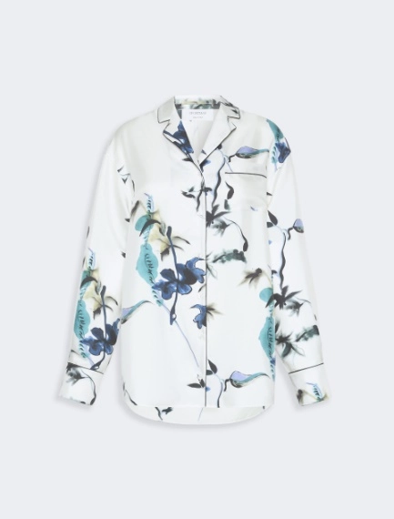 Long printed silk shirt - WHITE - Sportmax