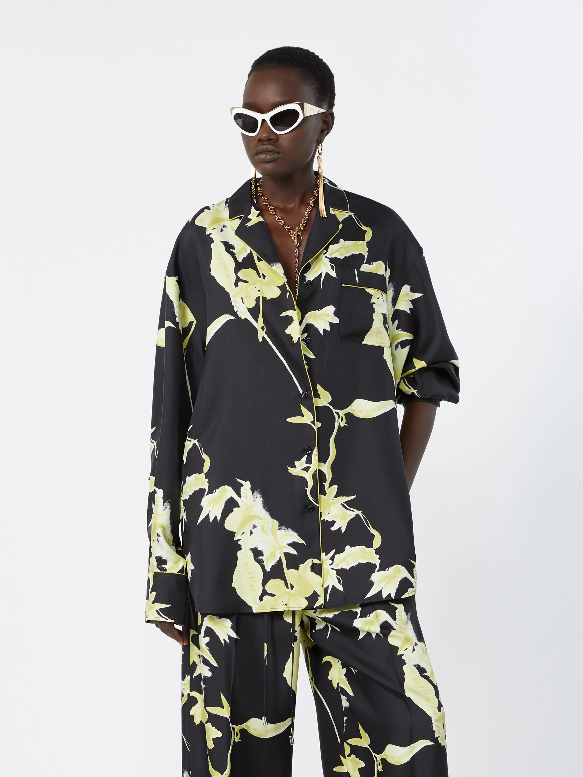 Long printed silk shirt - BLACK - Sportmax - 4