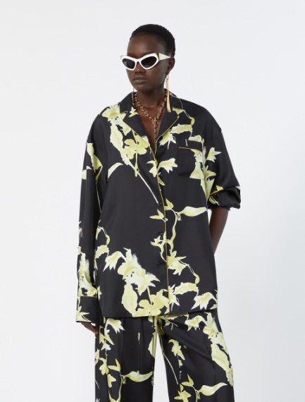 Long printed silk shirt - BLACK - Sportmax