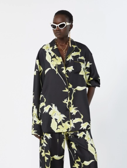Long printed silk shirt - BLACK - Sportmax