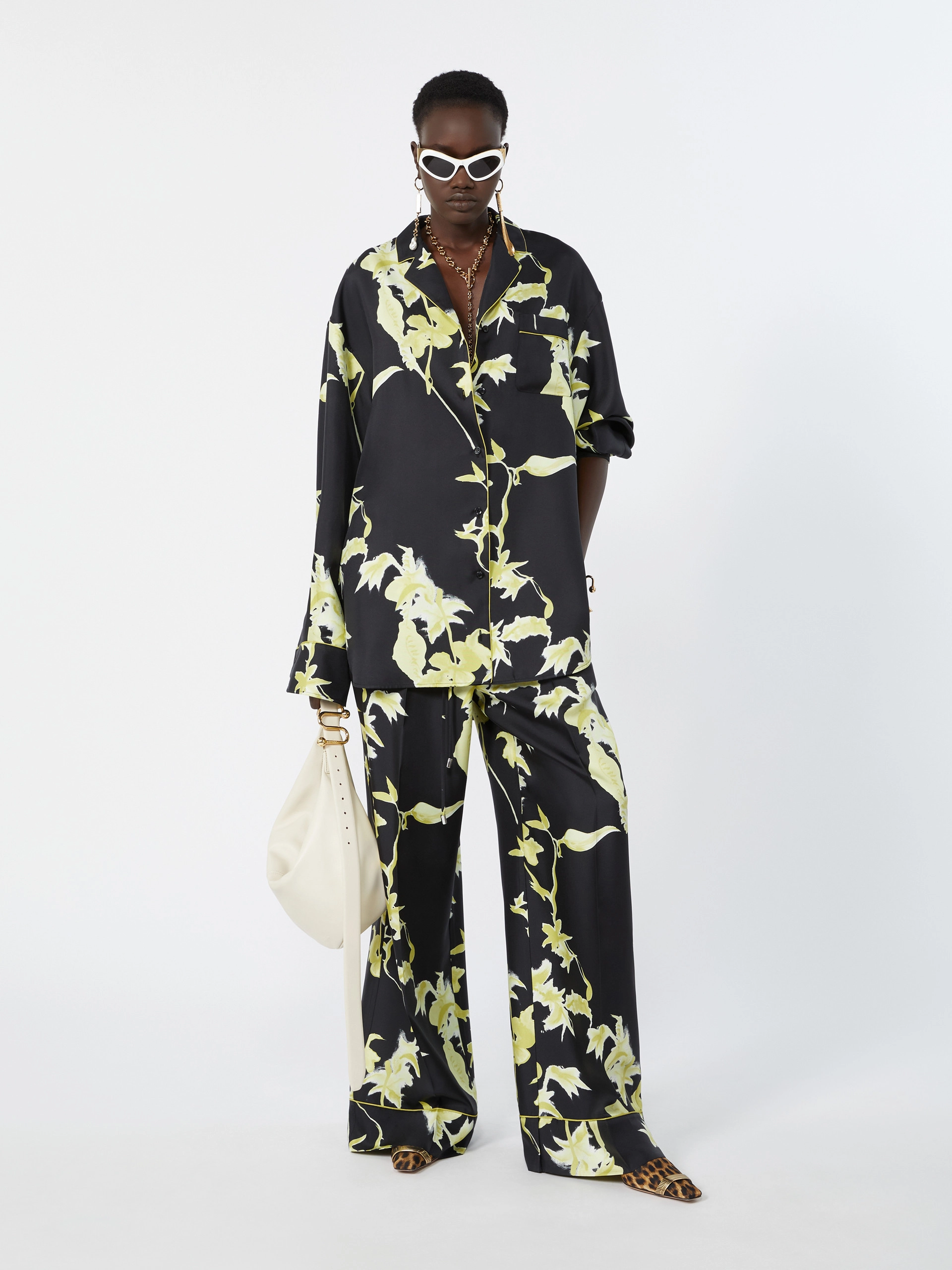 Long printed silk shirt - BLACK - Sportmax