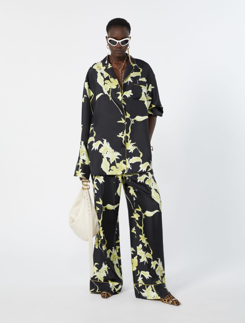Long printed silk shirt - BLACK - Sportmax