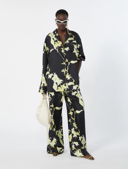 Long printed silk shirt - BLACK - Sportmax - 1