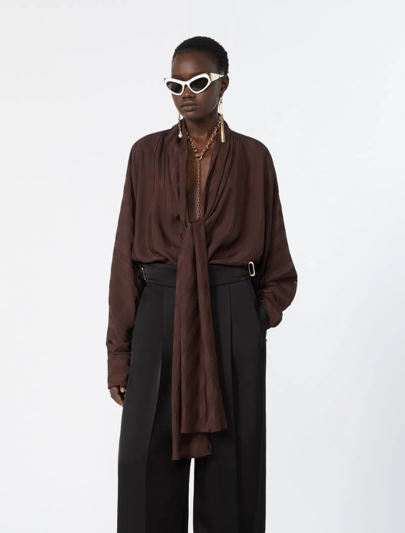 Oversized kimono shirt - CHOCOLATE - Sportmax - 4