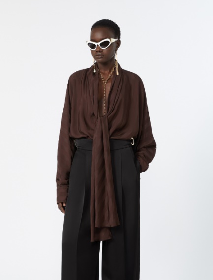 Oversized kimono shirt - CHOCOLATE - Sportmax