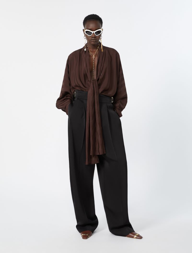 Oversized kimono shirt - CHOCOLATE - Sportmax