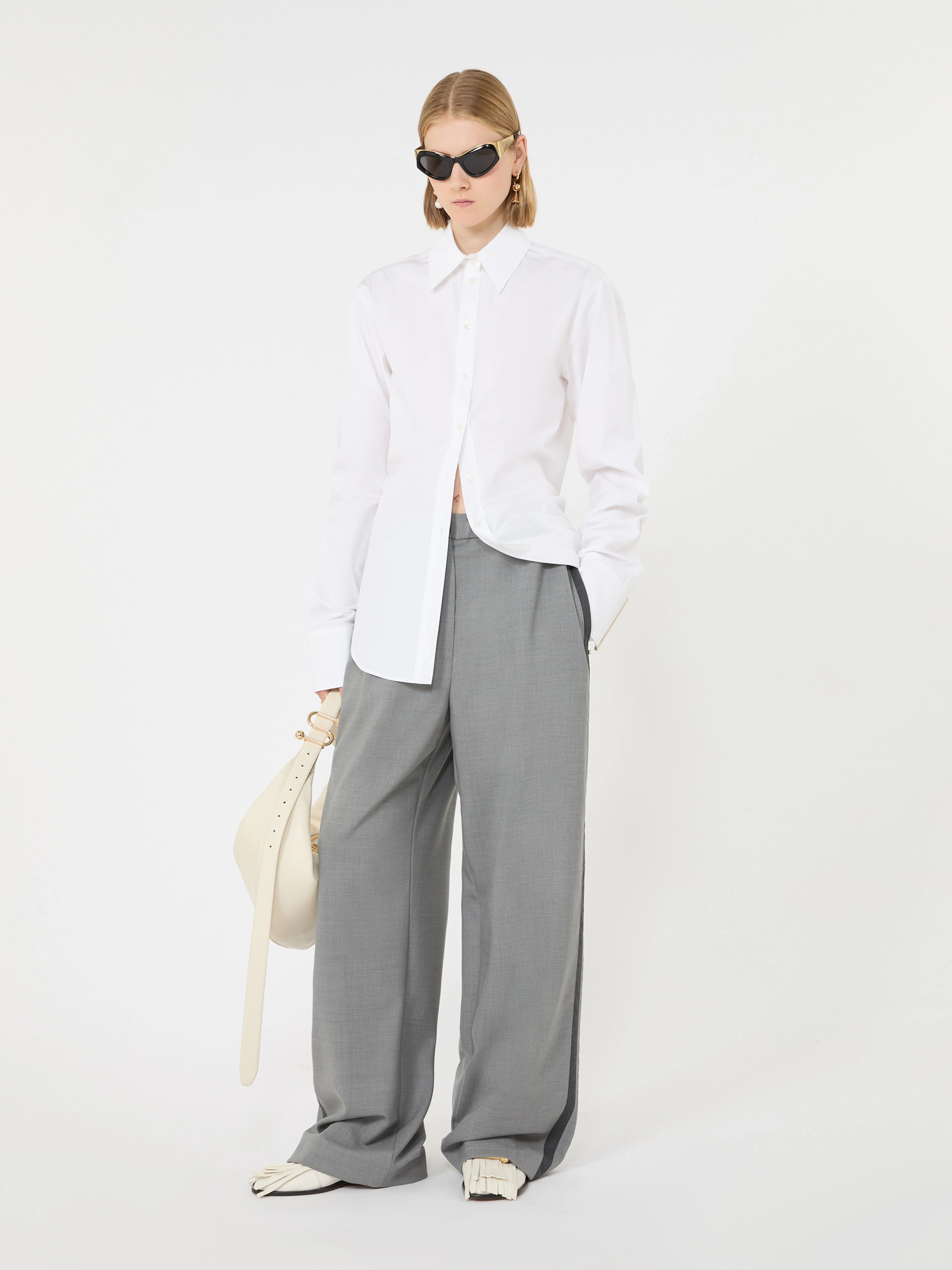 Cotton poplin shirt - OPTICAL WHITE - Sportmax