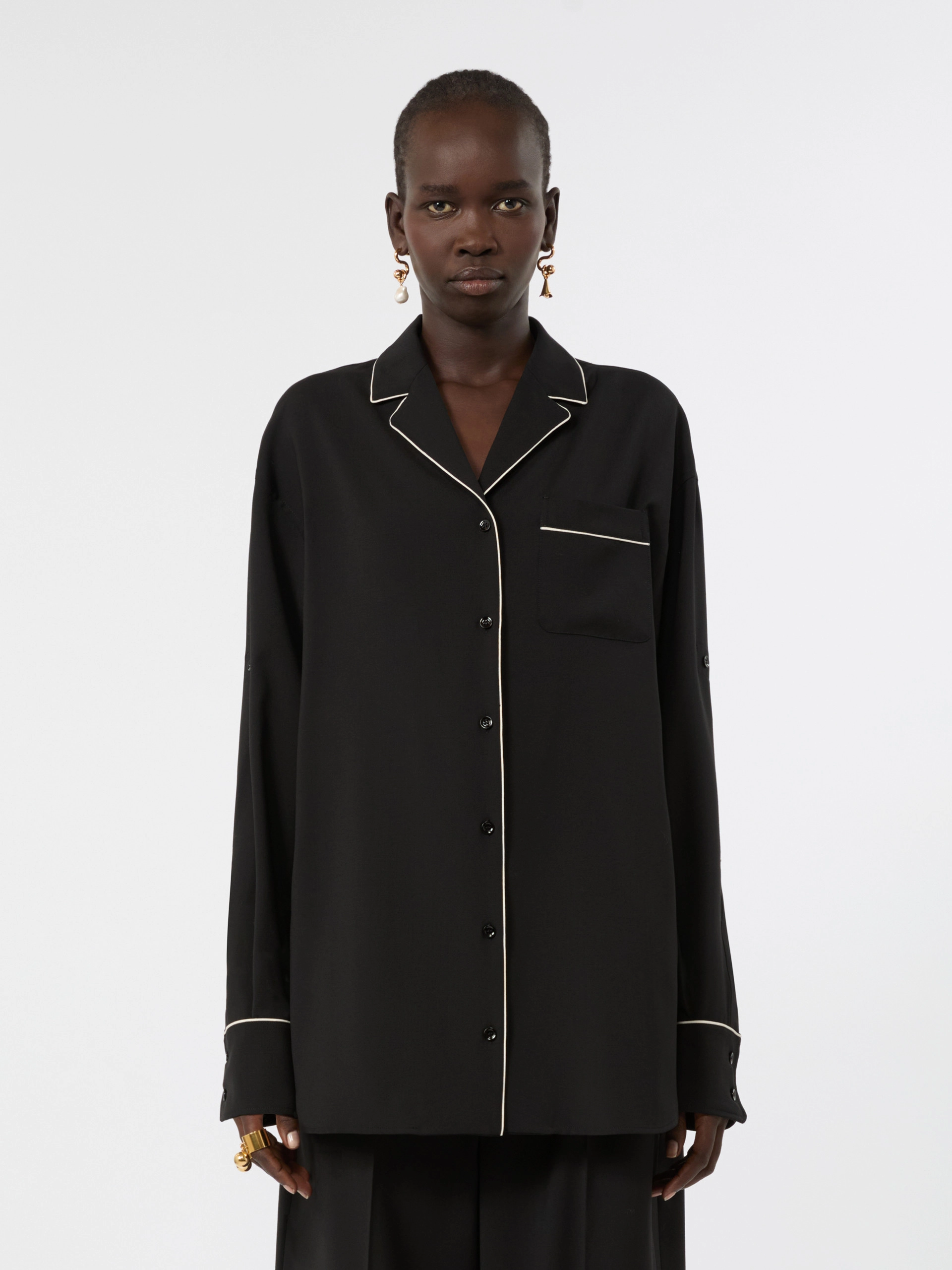 Wide wool shirt - BLACK - Sportmax - 2