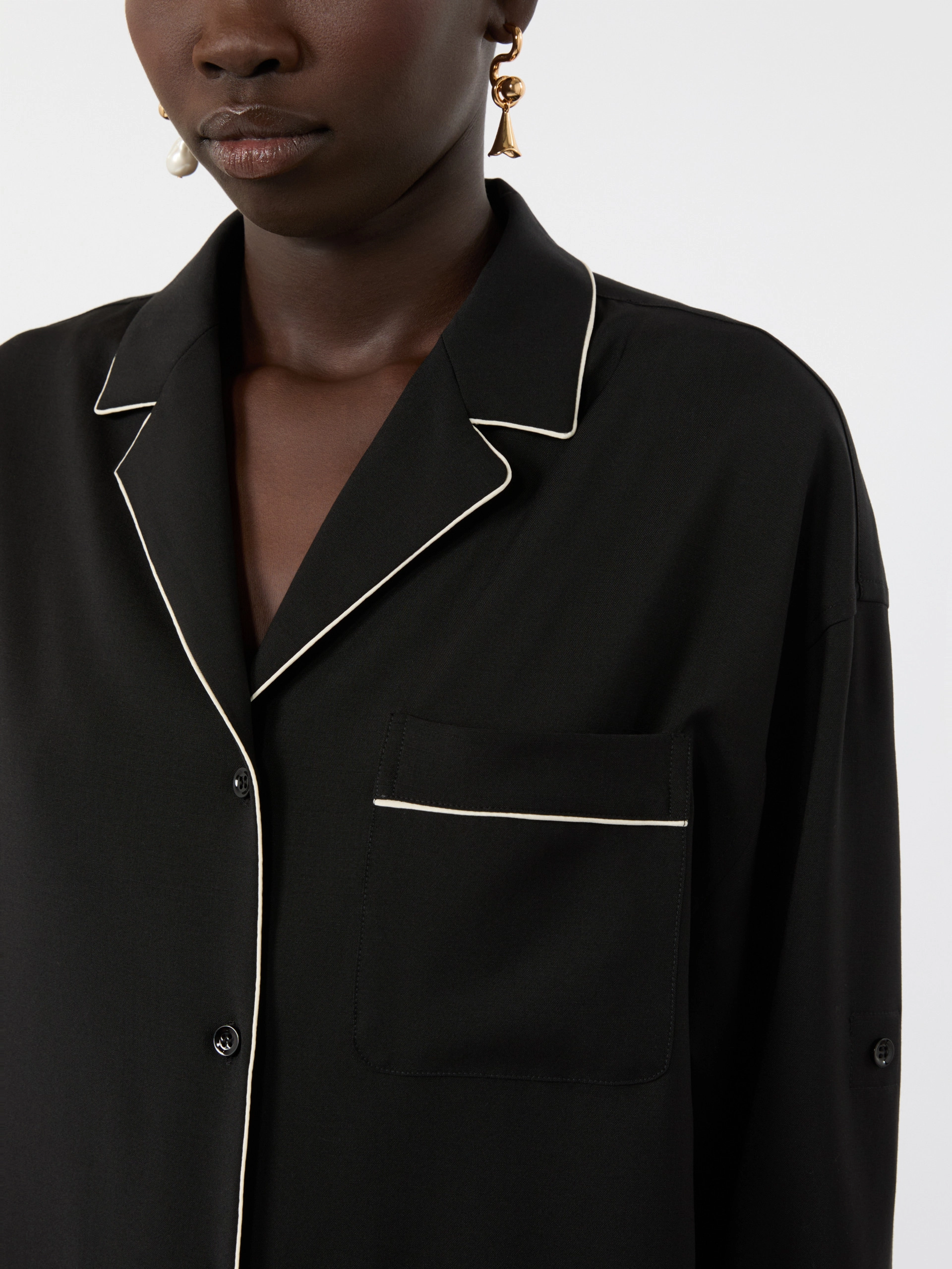 Wide wool shirt - BLACK - Sportmax - 5