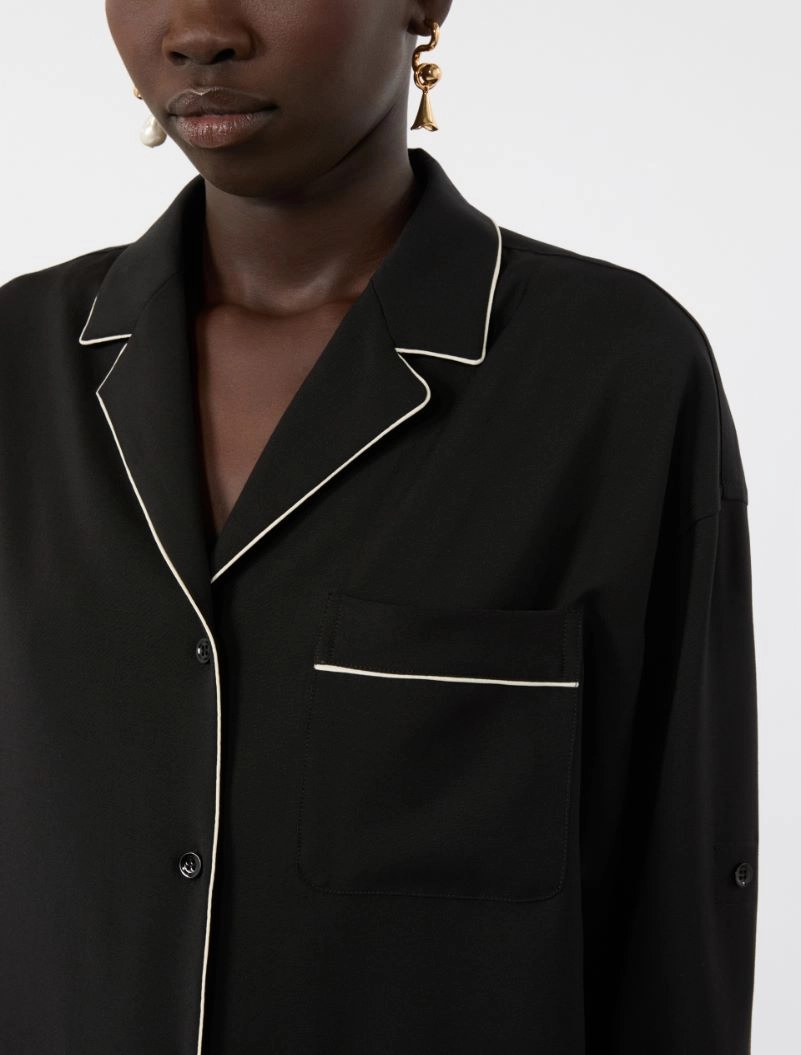 Wide wool shirt - BLACK - Sportmax - 5