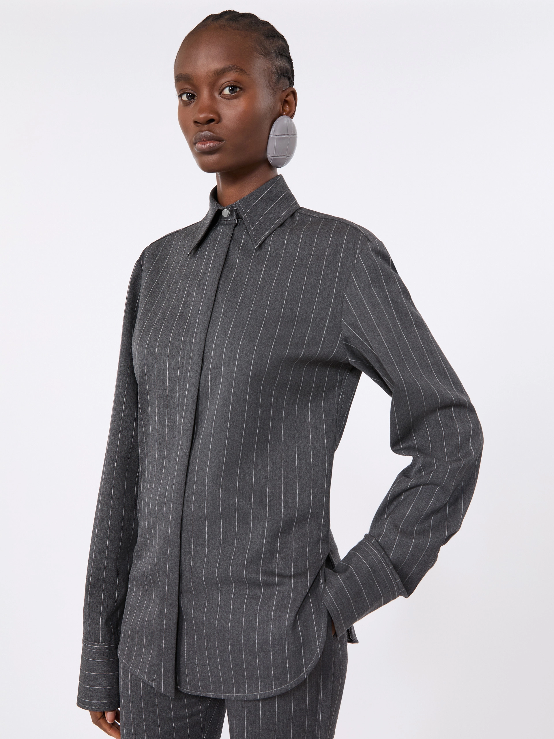 Slim wool shirt - MEDIUM GREY - Sportmax - 4