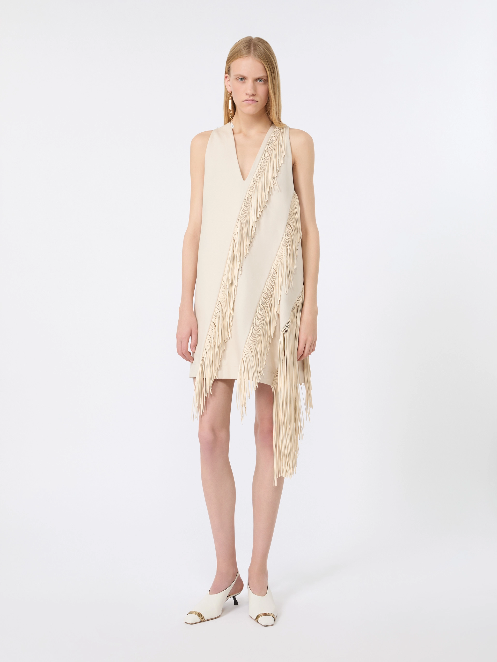 Fringed twill mini dress - MOSS GREEN - Sportmax - 2