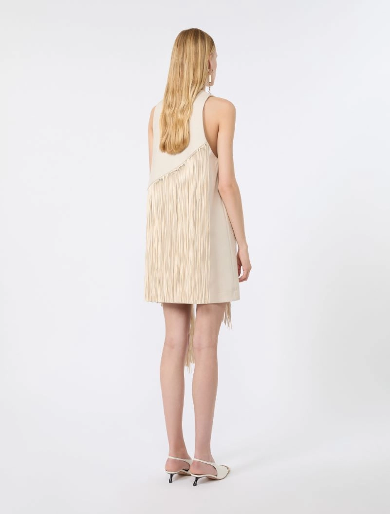 Fringed twill mini dress - MOSS GREEN - Sportmax - 3