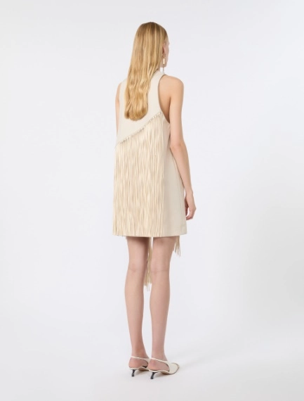 Fringed twill mini dress - MOSS GREEN - Sportmax - 3