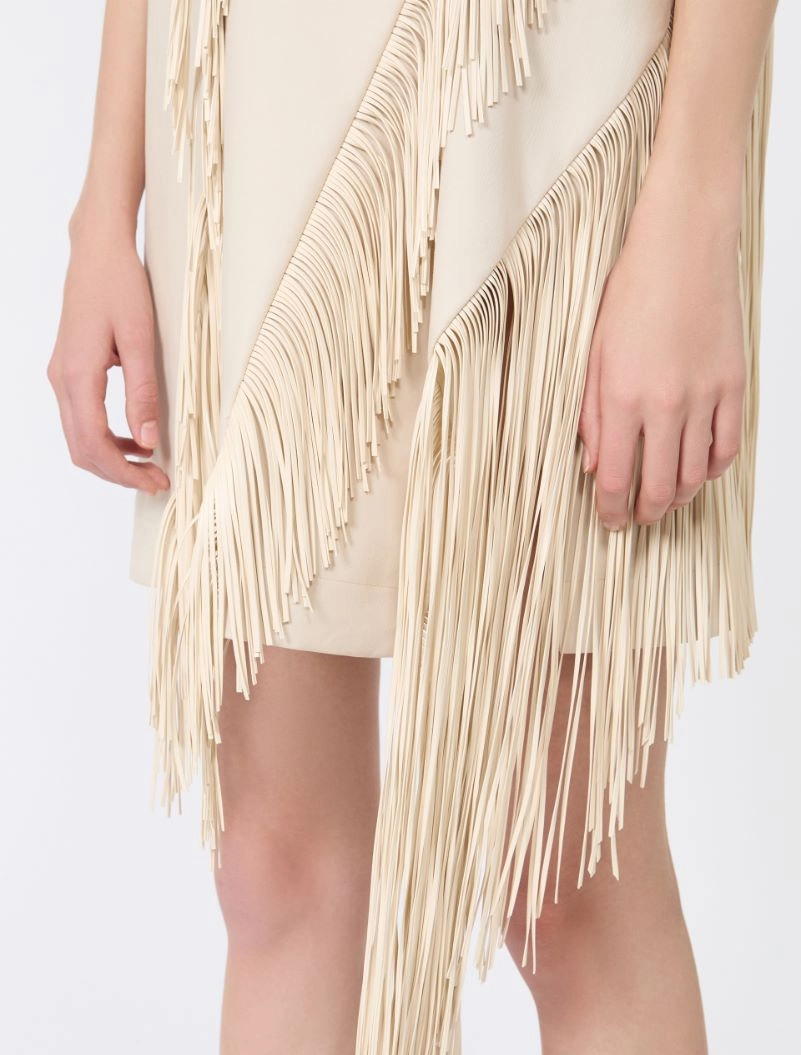 Fringed twill mini dress - MOSS GREEN - Sportmax - 4