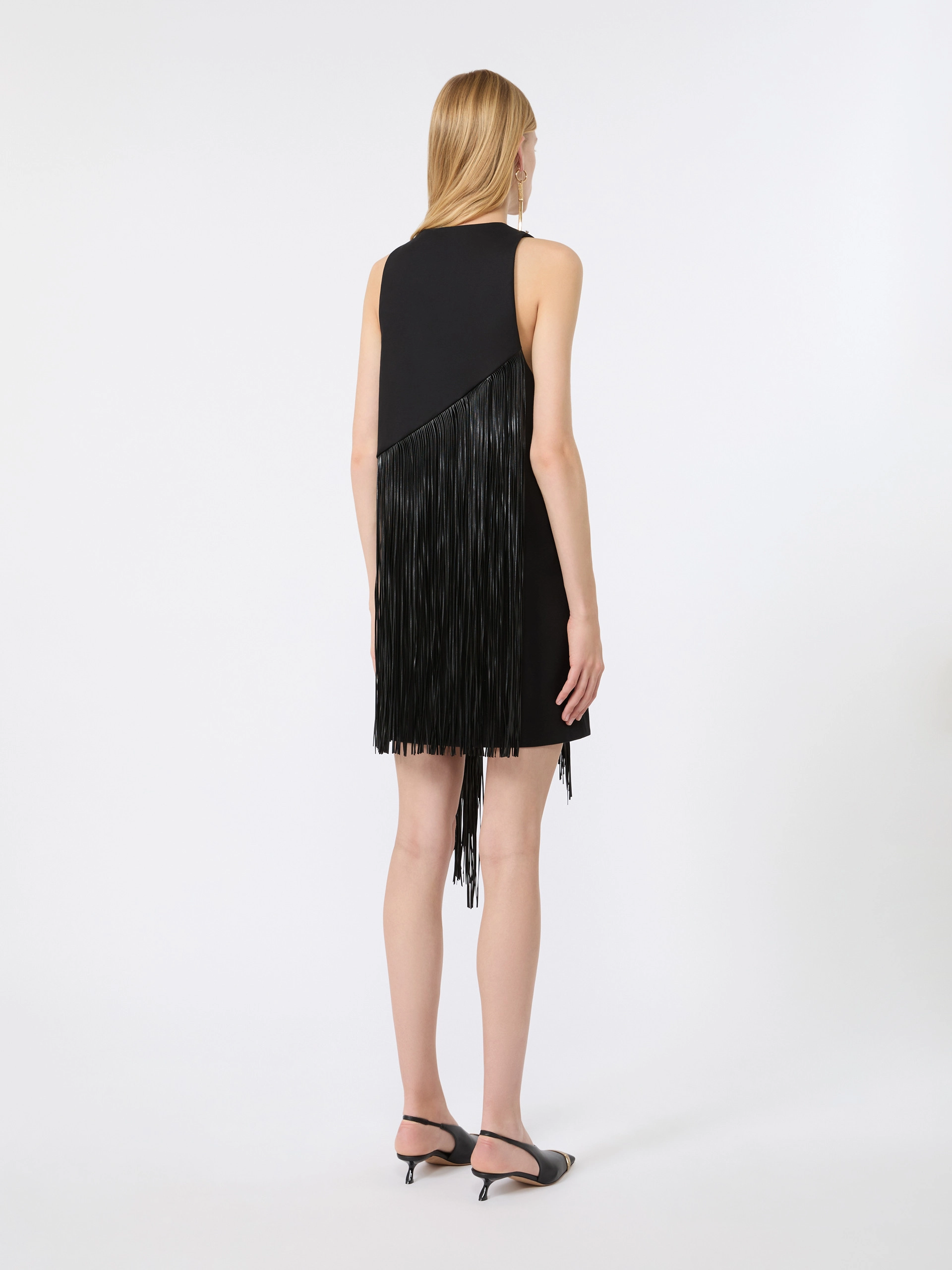 Fringed twill mini dress - BLACK - Sportmax - 3