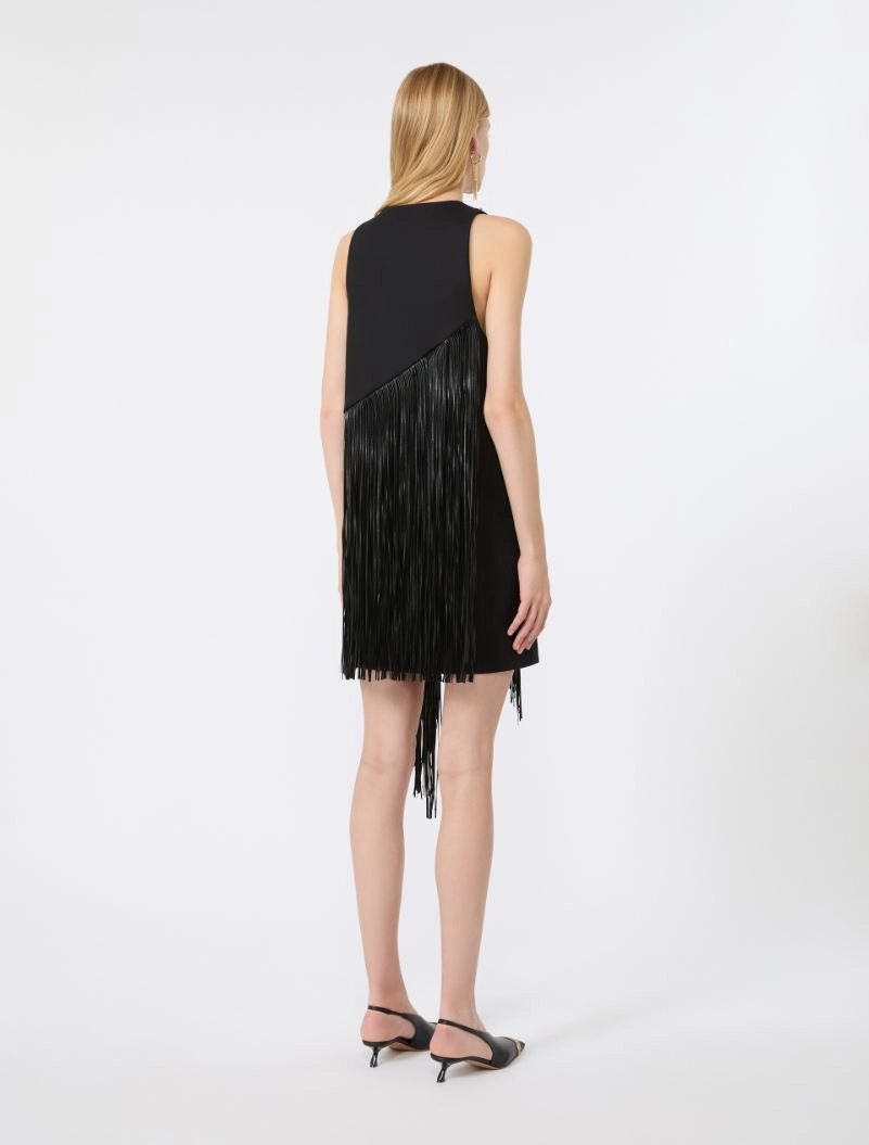 Fringed twill mini dress - BLACK - Sportmax - 3