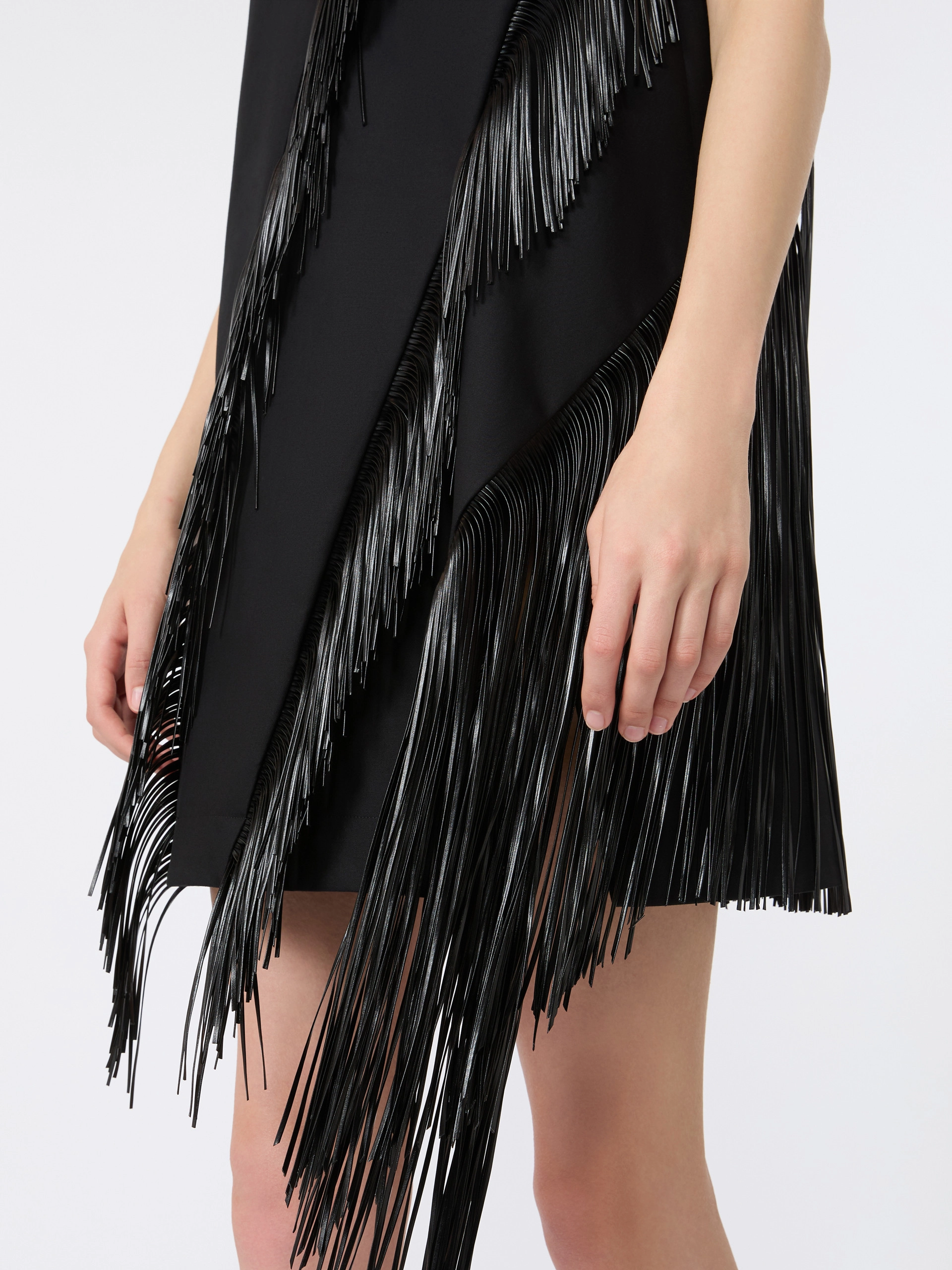 Fringed twill mini dress - BLACK - Sportmax - 4
