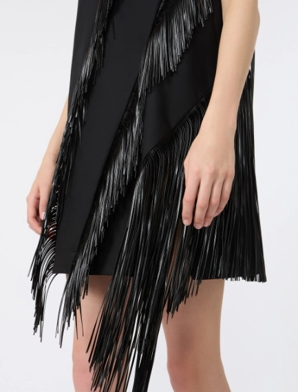 Fringed twill mini dress - BLACK - Sportmax - 4