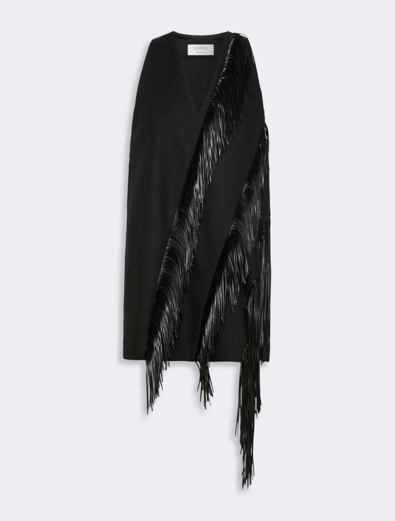 Fringed twill mini dress - BLACK - Sportmax - 5